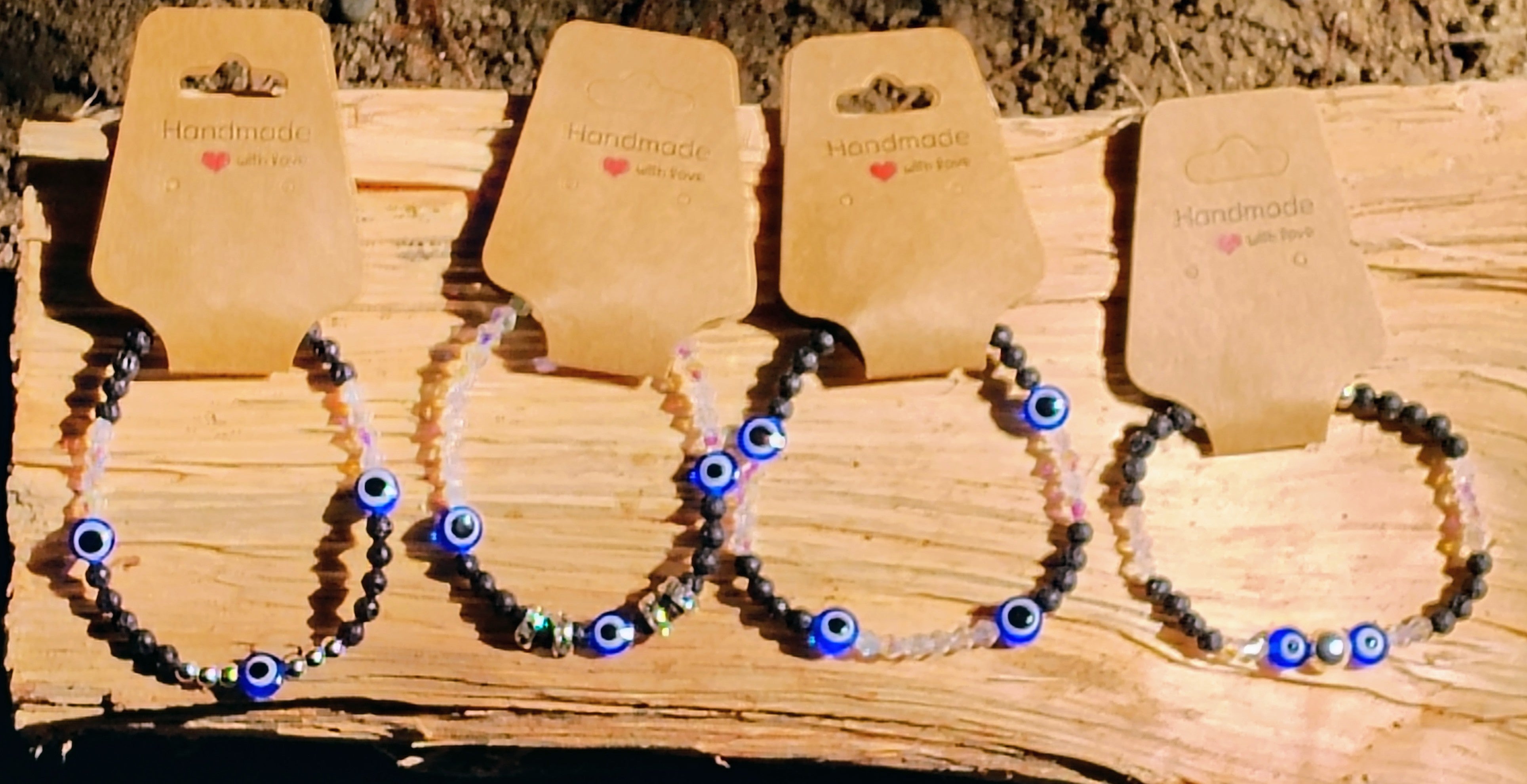 Eyes of Protection bracelets collection on display cards